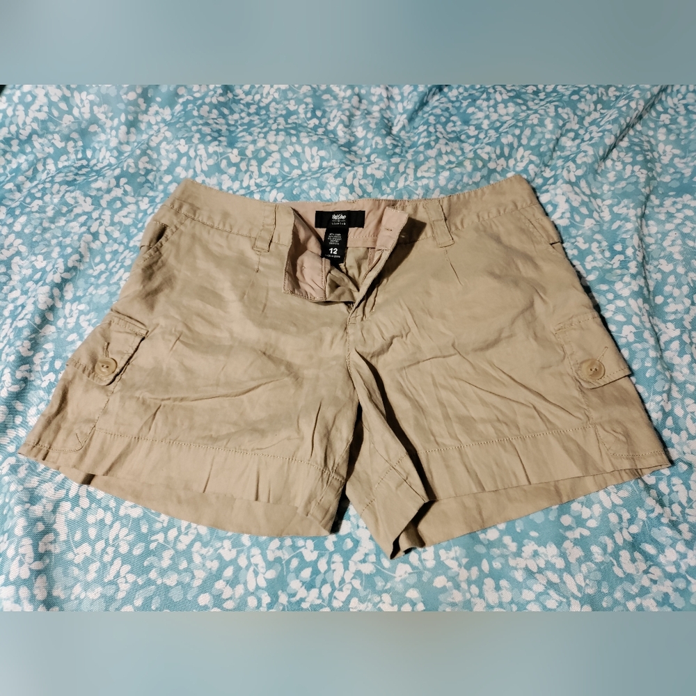 Mossimo Stretch Linen Blend Short Cargo Shorts Size 12